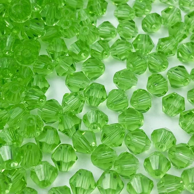 200pcs Bicone Crystal Beads 6mm Crystal Glass Faceted Beads for Necklace Bracelet Earrings DIY Jewelry Crafts Making Supplies(Light Green)