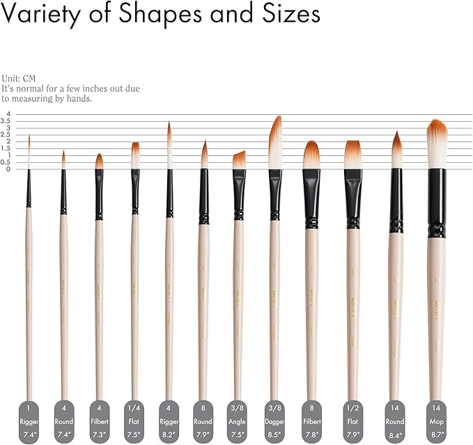 ARTIFY Watercolor Brush Set, 12 Pcs Professional Paint Brushes with Case for Beginners and Artists, Various Shapes, Optimized Hairs for Watercolor, Gouache, Ink, Tempera, and Fabric Painting