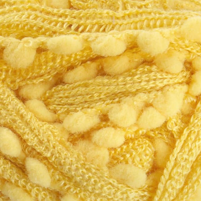 JubileeYarn Fishnet Pom Pom Yarn - 50g Mini Bonbons - Banana - 6 Skeins