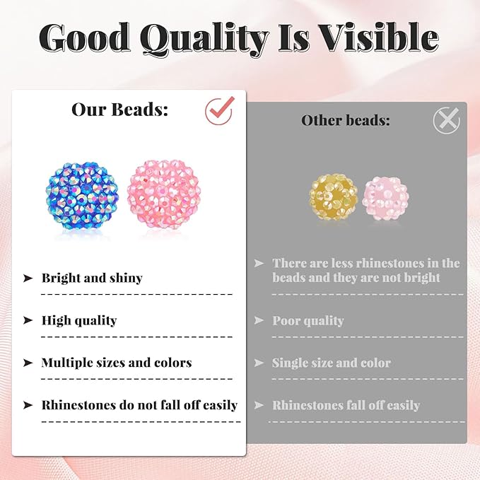 202 PCS HUISUYTON Rhinestone Beads for Jewelry Making, Included 70 Pcs Rhinestone Bead and 132 Pcs Spacer Bead, Sparkly Crystal Clay Beads for Bracelet Baseball Necklace Earring Crafting