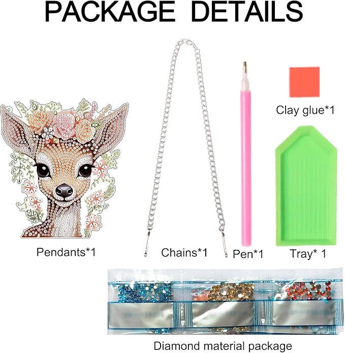 Deer Princess Diamond Painting Hanging Pendant Set – DIY Acrylic Gemstone Art Board Kit with Special Shaped Crystal Diamonds, Wall Door Decoration for Home, Cute Animal Theme Craft Gift for Adults
