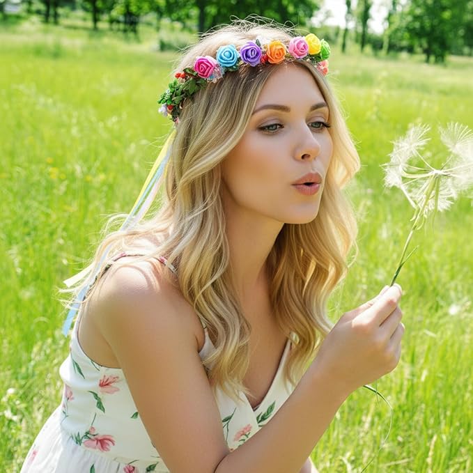 Syhood Rose Style Crowns Making Kit, 168 Pcs Parts, Make Your Own Flower Crown Wreath Headbands Craft Set Hair Accessories Handmade DIY Floral Crown Garland Kit Presents for Woman Adult Party