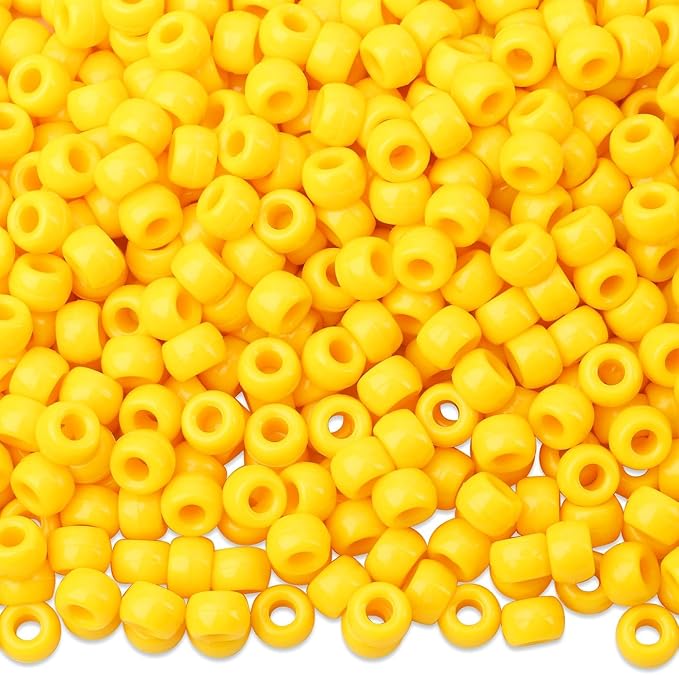 1000Pcs Orange Pony Beads 6x9mm Perler Bulk Crafts Bead for Keychain Bracelets, Plastic Beads Kit, Kandi Kit Hair Bead for Braids Necklace Jewelry Making(Orange)