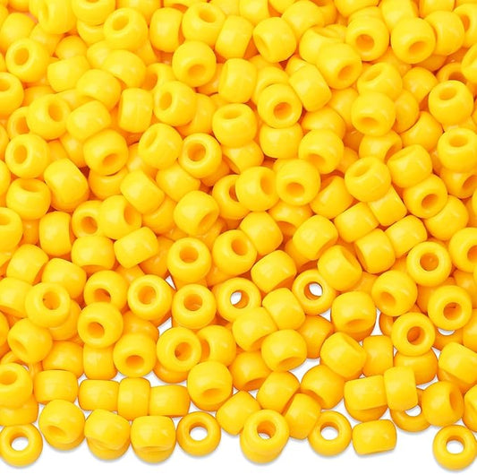 1000Pcs Orange Pony Beads 6x9mm Perler Bulk Crafts Bead for Keychain Bracelets, Plastic Beads Kit, Kandi Kit Hair Bead for Braids Necklace Jewelry Making(Orange)