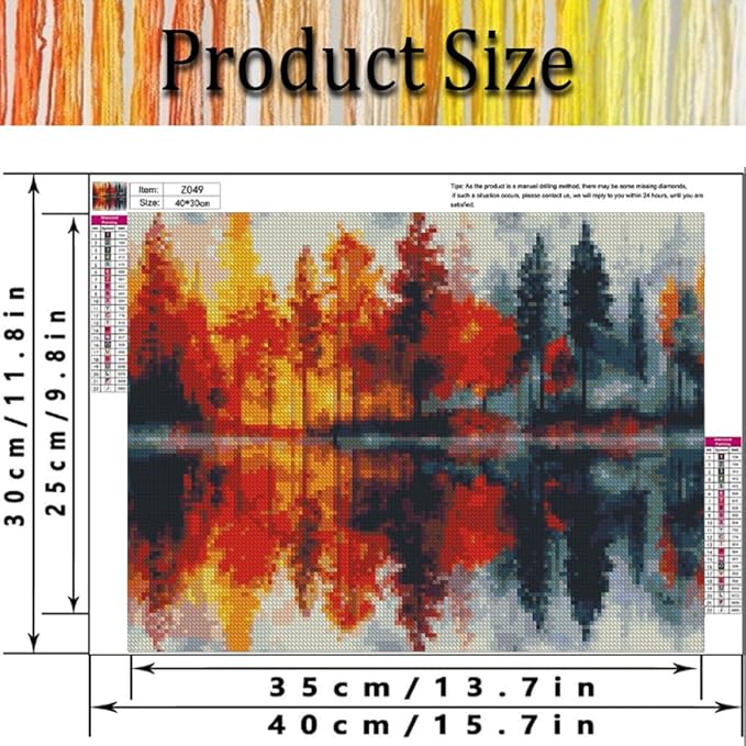 Stamped Cross Stitch Kits for Adults - Lake & Forest Reflection Embroidery Kits for Beginners Adults,11 CT Patterns Dimensions Counted Cross Stitch Kits for Adults Arts Craft 12x16 inch