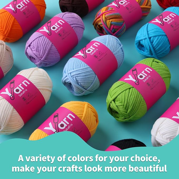 Crochet Yarn with Cotton Yarn for Crocheting - Crochet Knitting Yarns for Beginners with Easy-to-See Stitches - Yarn for Crocheting - Chunky Yarns (Crimson+Christmas Green+White