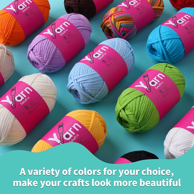 Crochet Yarn with Cotton Yarn for Crocheting - Crochet Knitting Yarns for Beginners with Easy-to-See Stitches - Yarn for Crocheting - Chunky Yarns(Crimson+Golden Yellow+Christmas Green