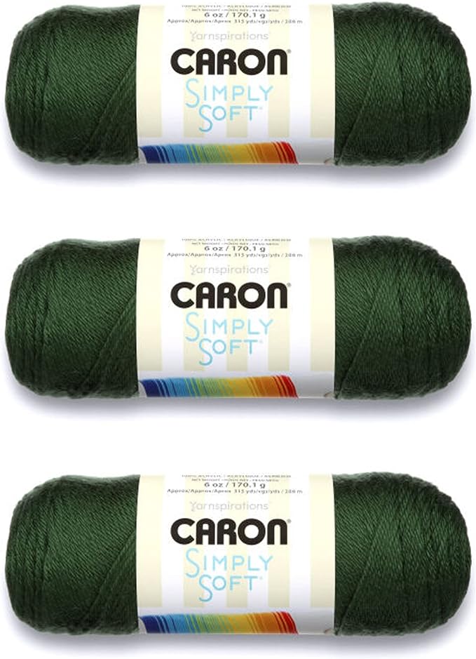 Caron Simply Soft Dark Sage Yarn - 3 Pack of 170g/6oz - Acrylic - 4 Medium (Worsted) - 315 Yards - Knitting/Crochet