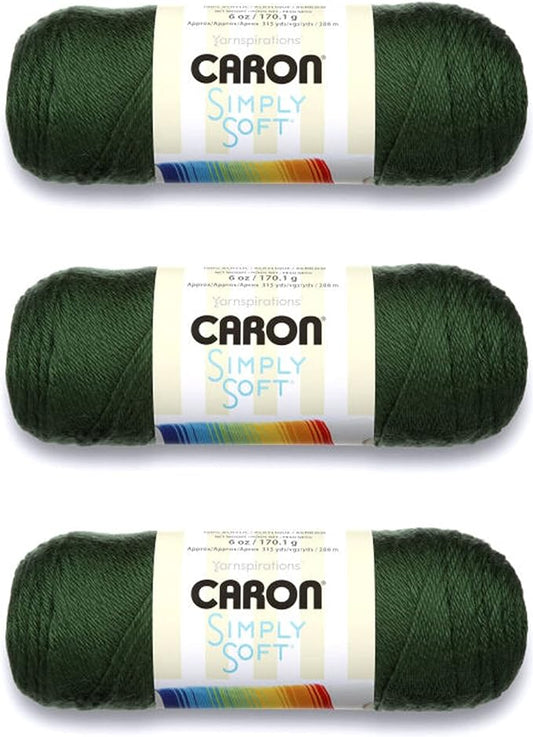 Caron Simply Soft Dark Sage Yarn - 3 Pack of 170g/6oz - Acrylic - 4 Medium (Worsted) - 315 Yards - Knitting/Crochet