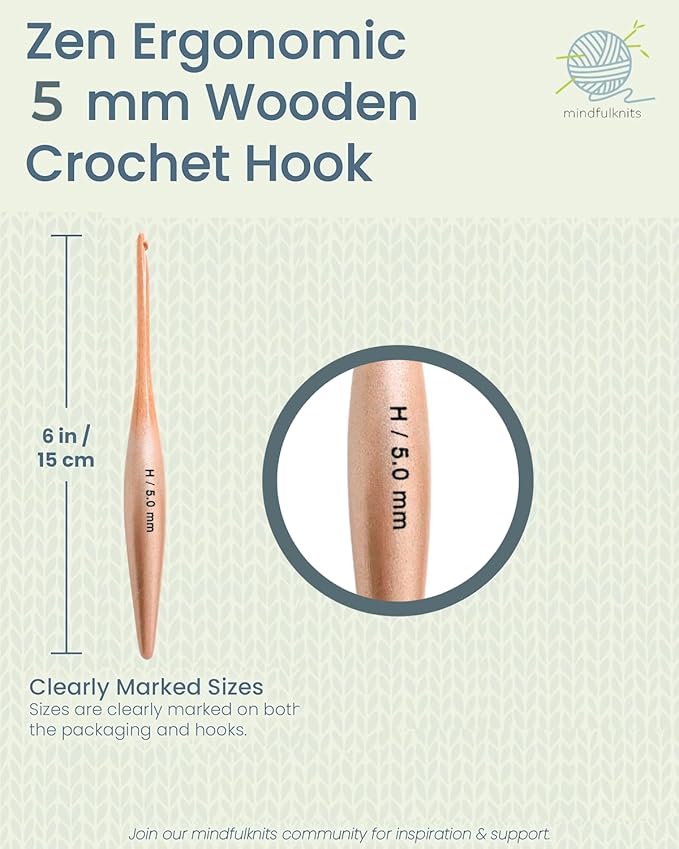Limited Edition Golden Ergonomic Crochet Hook 5mm (H-8) - Comfortable Soft Grip Handle for Beginners & Experienced Crafters - Premium Quality