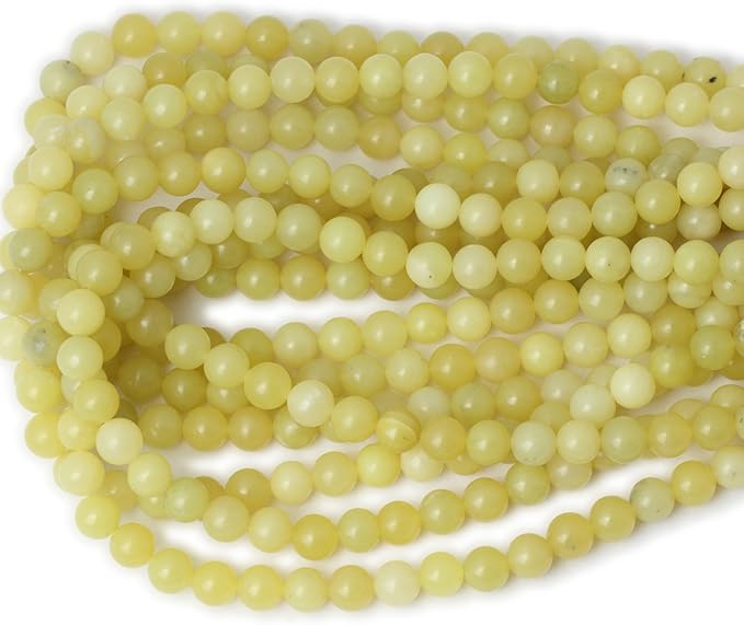 cheavian 45pcs 8mm natural yellow lemon jade gemstone round loose beads for jewelry making diy findings 1 strand 15"