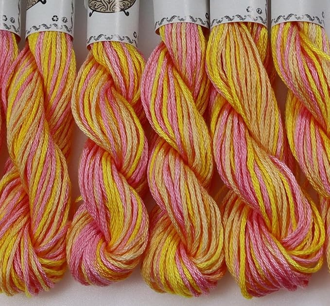 KCS Big skeins of 25 Meters Size 25 Color Variegated Cross Stitch Stranded Threads,6 skeins,4100