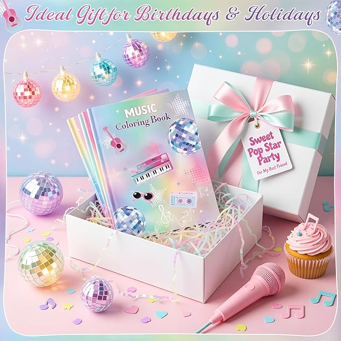 Liliful 144 Pcs Sweet Pop Music Coloring Book Bulk Music-Inspired Mini Coloring Books, Ideal for Leisure Relaxation, Party Favors & Music Enthusiast Gifts