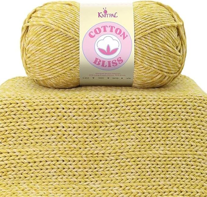 Cotton Bliss Soft Cotton Blend Yarn for Crocheting, 4-Pack (640Yds / 400G), Free Patterns, Beginners Friendly - #4 Medium Worsted Weight Yarn for Baby Blanket - Golden Wheat
