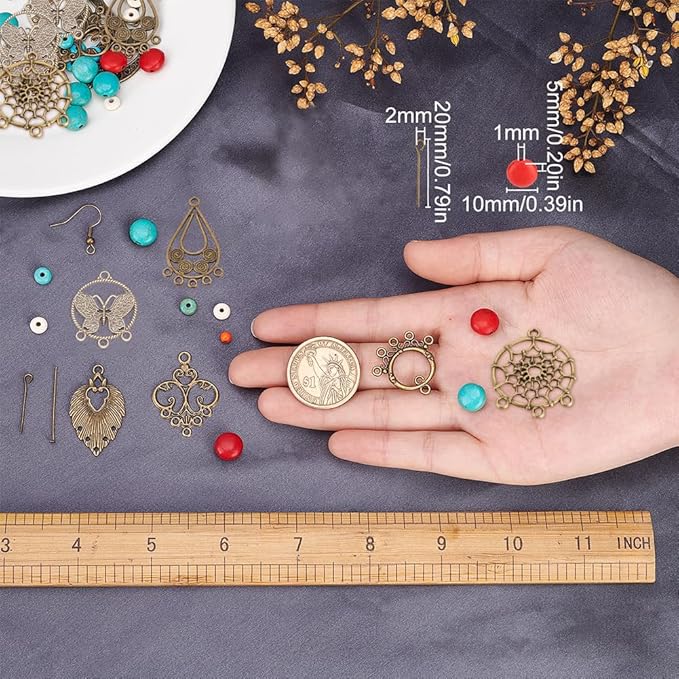 SUNNYCLUE 1 Box DIY Make 10 Pairs Bohemian Chandelier Earrings Making Kit Including Chandelier Links Turquoise Beads Earring Findings for Women Beginners DIY Earring Jewelry Making Crafts