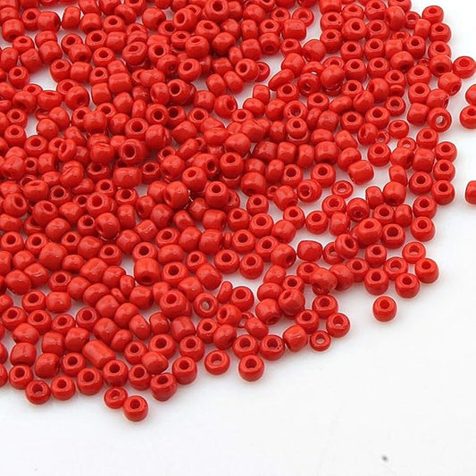 Perlin Glass Seed Beads 4mm 6/0 Round 1100pcs Mini Small Pony Spacer Beads Kit for Jewelry Making Earrings Bracelets Pendants Waist DIY Handmade (Red Opaque)