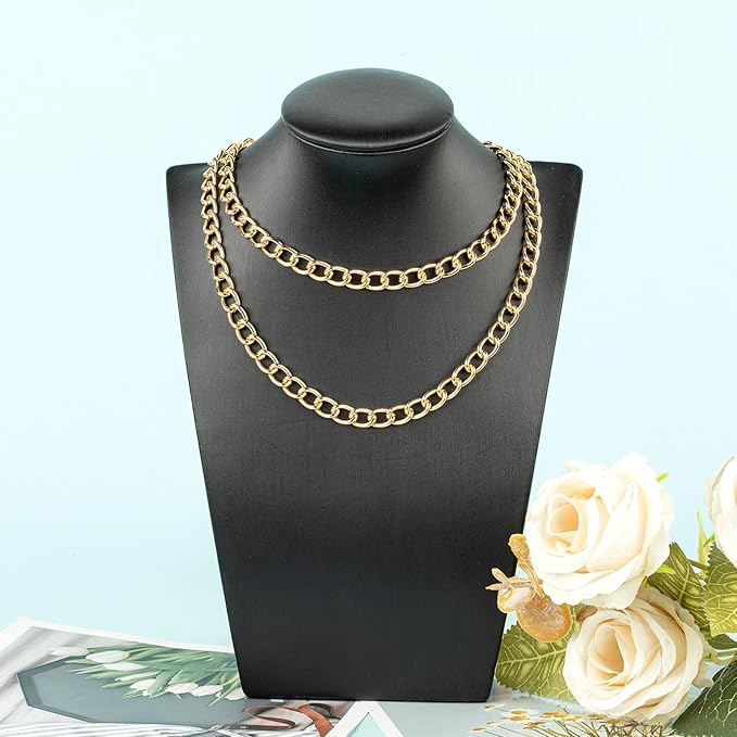 YOUBEIYEE 33 Feet Aluminum Chain for Jewelry Making, Gold Plated Cable Link Chains Bulk Handmade Decoration Craft Chain Roll
