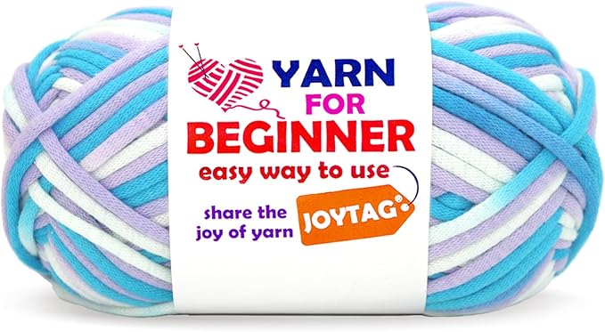 50g Rainbow Beginner Crochet Yarn for Crocheting and Knitting Multicolor Cotton Crochet Yarn for Beginners(Purple White Blue)