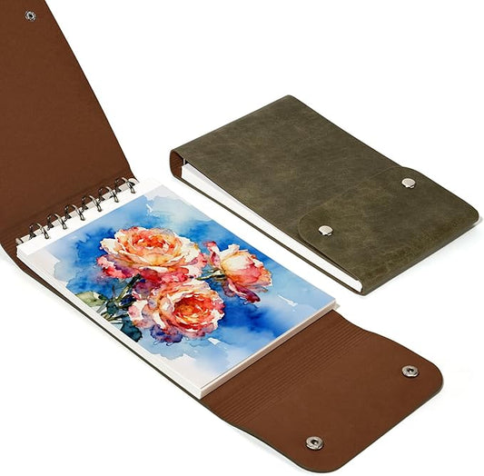 Lightwish Watercolor Sketchbook,300gsm/140lb 100% Cotton Hot Press Watercolor Journal, Acid Free Watercolor Paper for Artists,Adults,Students,20 Sheets,Paper 5.8 * 8.2 Inches