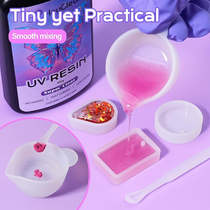 100g UV Resin kit -Super Clear, Hard Premixed and Fast Curing for Jewelry Making, Mold DIY Craft Decoration, Coating