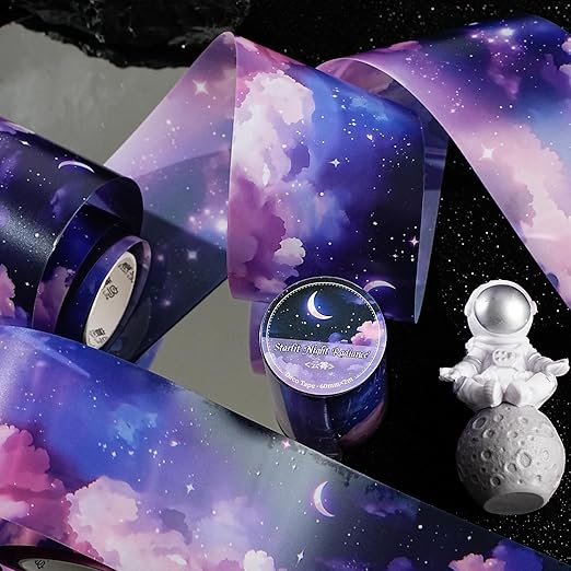 6Rolls PET Tape Stickers for Scrapbooking Supplies, Decorative Sky Cloud Star Themed Journal Stickers for Scrapbooking, Journaling, Junk Journal Supplies,Planer (Island)