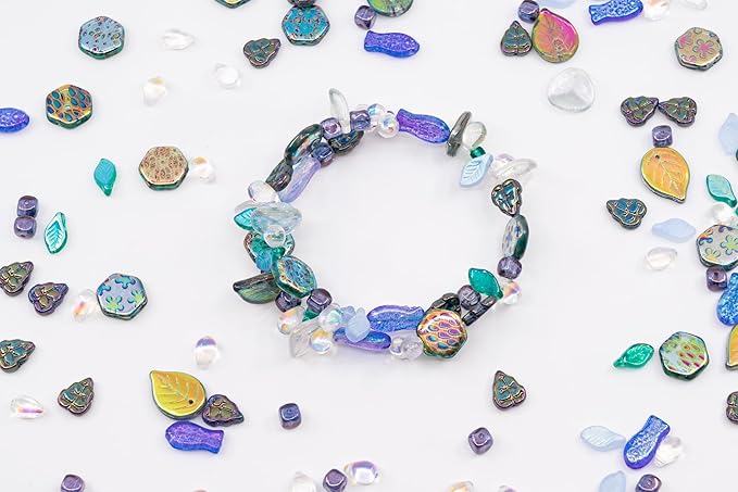 1.4oz (40g) Limited Mix of Czech Glass Beads, Hand Made Set Kit, Purple Crystal AB Sparkling Mix Fairytale