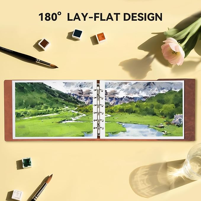 Lightwish Watercolor Sketchbook,100% Cotton 300gsm/140lb Watercolor Journal, Acid Free Cold Press Watercolor Paper for Artists,Adults,Students,20 Sheets,Paper 5.8 * 8.2 Inches