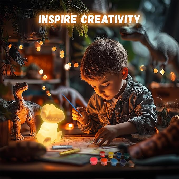 Cokiki Paint Your Own Dinosaur Lamp Kit, Art Supplies DIY Night Light Painting Kit, Arts and Crafts for Kids Ages 8-12, Crafts Holiday Creative Gift for Girls Boys Ages 6 7 8 9 10 11 12+