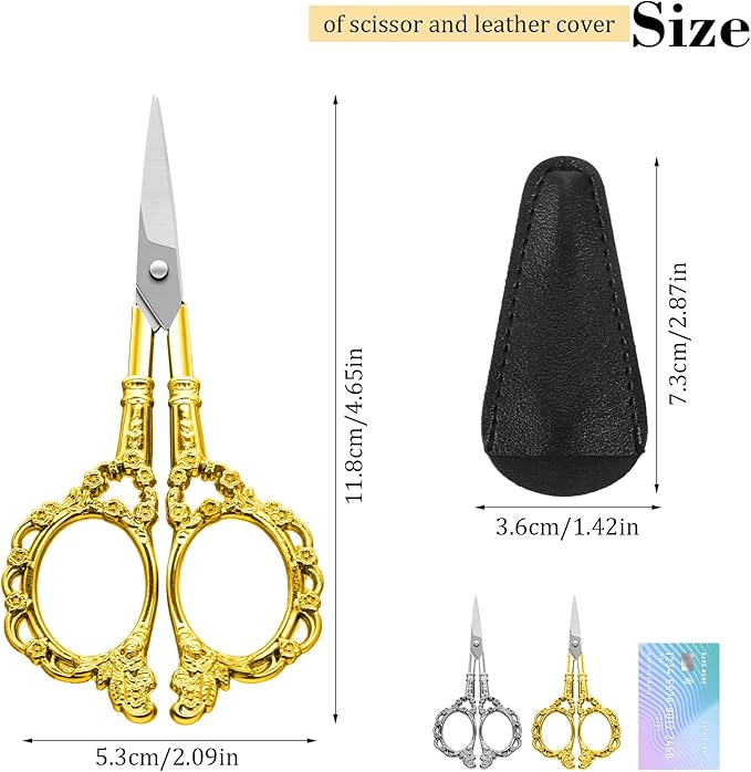 2PCS Crochet Scissors Vintage Embroidery Scissor with Cover Small Scissors for Sewing Cross Stitch Embroidery DIY Arts Crafts Tools