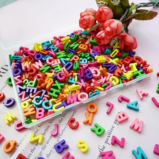400pcs Colorful Letter Beads, Big Hole,A-Z Resin Pendants,3D Loose Beads for Jewelry Making,Key Chains,Crafts