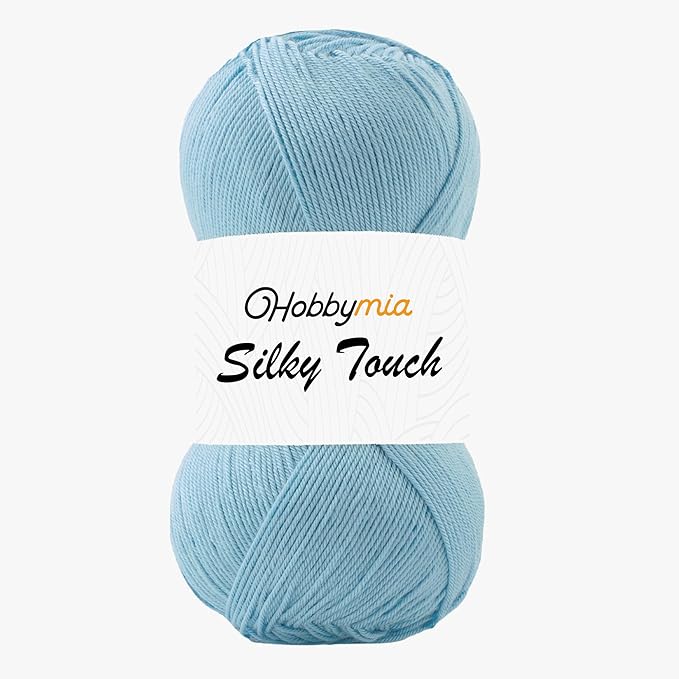 Silky Touch Acrylic Yarn - Soft Sport Weight Yarn for Crochet & Knitting - 100g / 383yds - 100% Microfiber Acrylic - Lightweight Fine Smooth Yarn(Blue - Sky Blue, 1 Skein)
