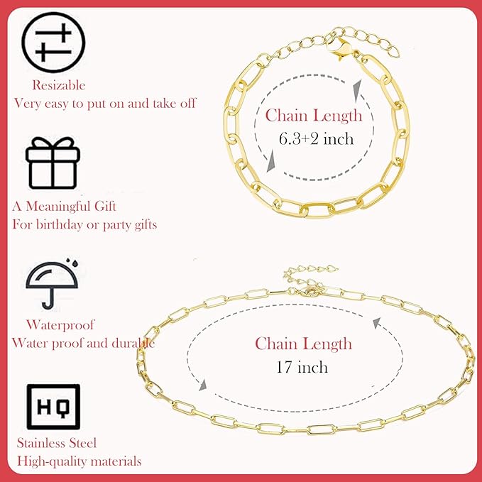 Tamkudoy Gold Charms Bracelet Necklace Making Kit- 419 PCS Jewelry Making Kit with Paperclip Bracelet Chain Necklace Kit, Charms Pendants, Jewelry Pliers, Jump Rings for Women DIY Crafts Supplies