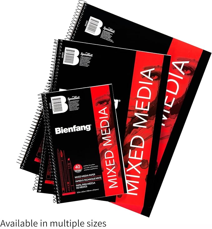Bienfang Mixed Media Pad, 9x12 Inches (2-Pack) 40-Sheets Artist Paper, Spiral-Bound Sketchbook, 90lb,146gsm