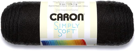 Caron H970039727 Simply Soft Solids Yarn 100% Acrylic - 6 oz - Black - Machine Wash & Dry