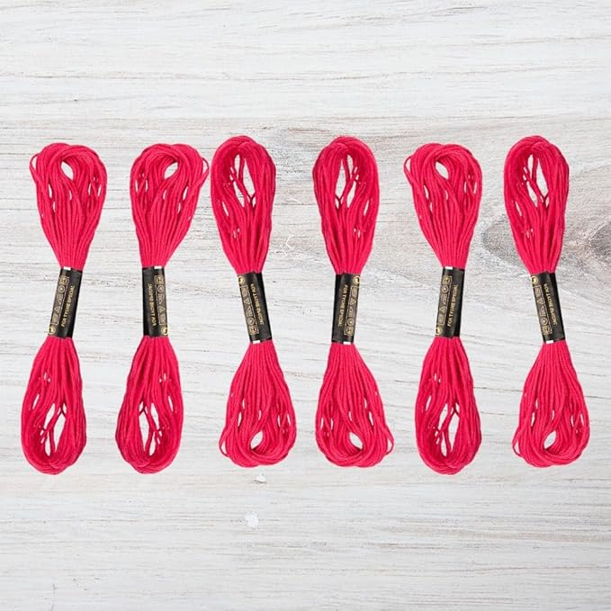 embroidery floss pack – 6 skeins, 8.7 yards each – cranberry embroidery floss for needlework, diy bracelets, crafting, weaving