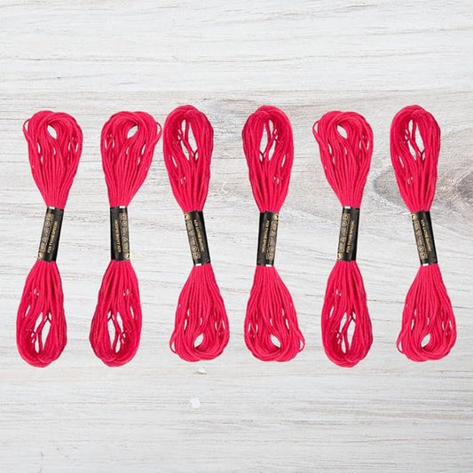 embroidery floss pack – 6 skeins, 8.7 yards each – cranberry embroidery floss for needlework, diy bracelets, crafting, weaving