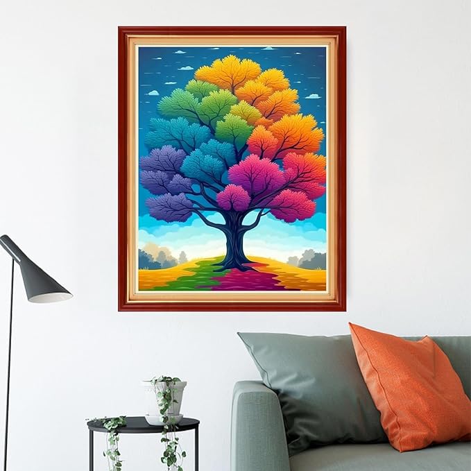 Redxing Stamped Cross Stitch Kits Embroidery kit for Beginners Adults Full Range of Embroidery Patterns Starter Kits DIY Printed Cross Stitch Kits Needlepoint Kits 11CT-Colorful Tree 16x20 inchs