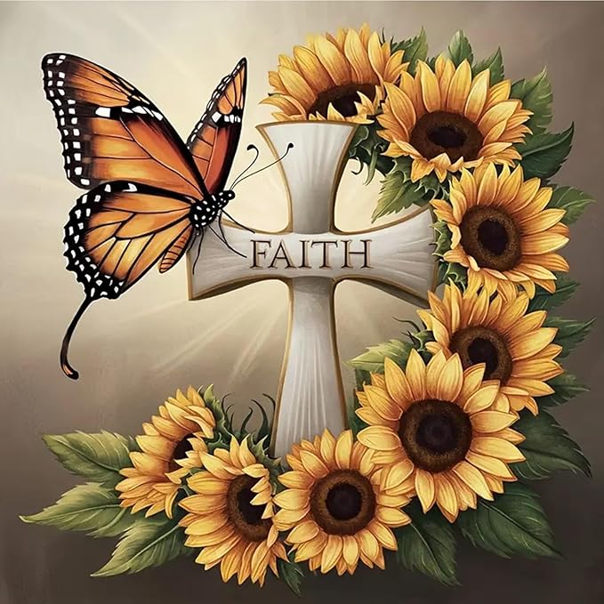 CXYQLC DIY 5D Diamond Painting Kits for Adults Diamond Art Butterfly&Sunflowers Diamond Painting Full Drill Crystal Rhinestone Embroidery Craft Kits for Home Wall Decor Gifts 11.8x11.8inch