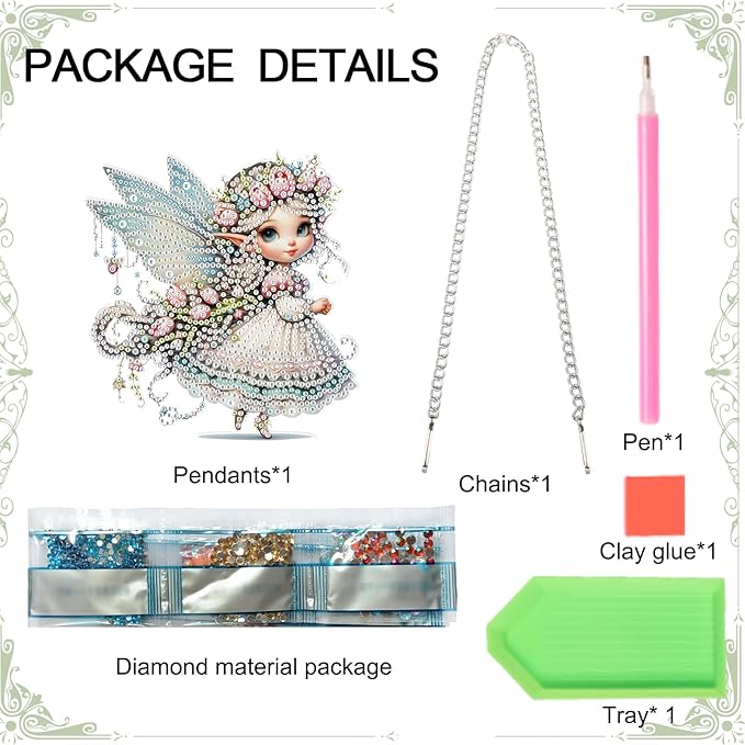 AiYuanzsh Butterfly Elf 5D Diamond Painting Hanging Ornament Kit, Special Shaped Crystal Rhinestone Suncatcher Craft, DIY Diamond Art Pendant Decoration for Home Office, Gift for Adults