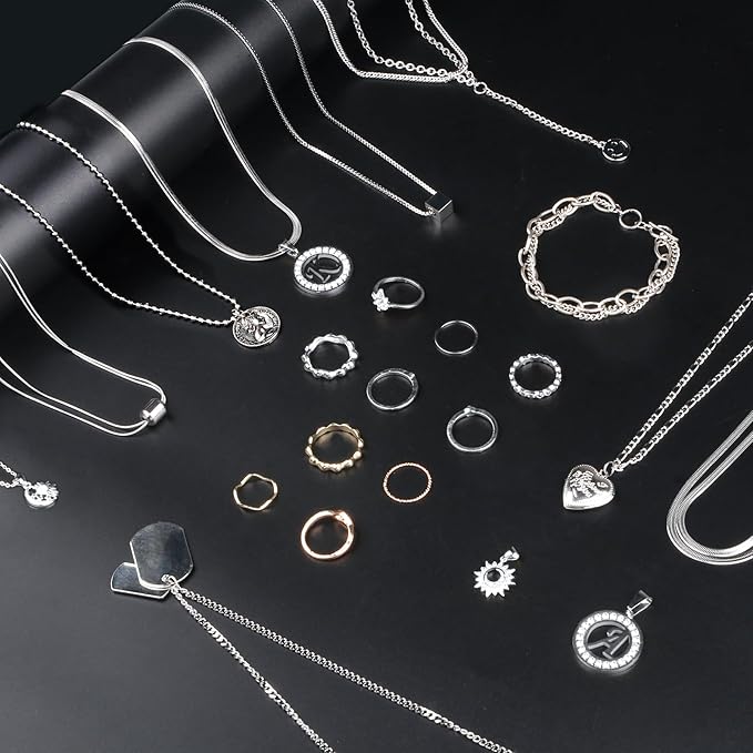 ecoofor necklace chains for jewelry making, 82 feet 10 rolls stainless steel jewelry chains for men women diy necklace bracelet jewelry with jump rings/lobster clasps/connectors