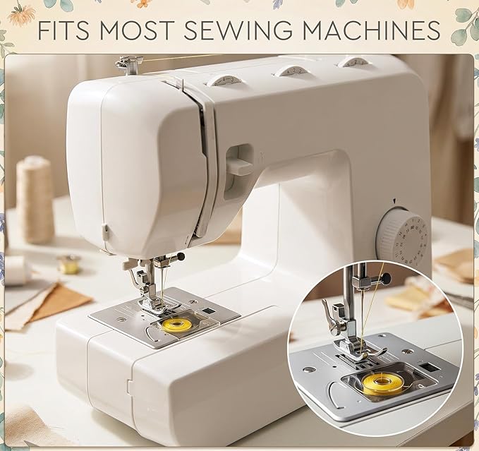 ilauke 50Pcs Bobbins Sewing Thread with Case, SizeA Class15 Prewound Sewing Bobbins for Sewing Machine, 50Colors Polyester Sewing Threads Compatible for Brother/Singer/Babylock/Janome Machine