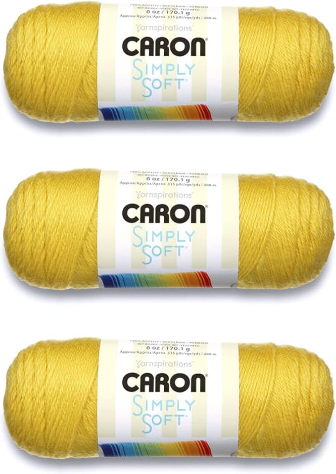 Caron Simply Soft Lemonade Yarn - 3 Pack of 170g/6oz - Acrylic - 4 Medium (Worsted) - 315 Yards - Knitting/Crochet