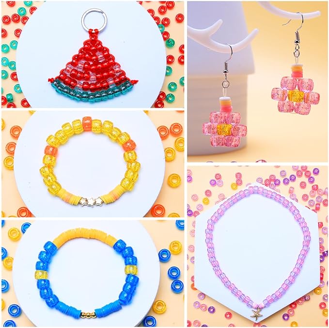 praisebank pony beads, 4000pcs glitter color, beads for jewelry making, beads for crafts, beads for hair braids.