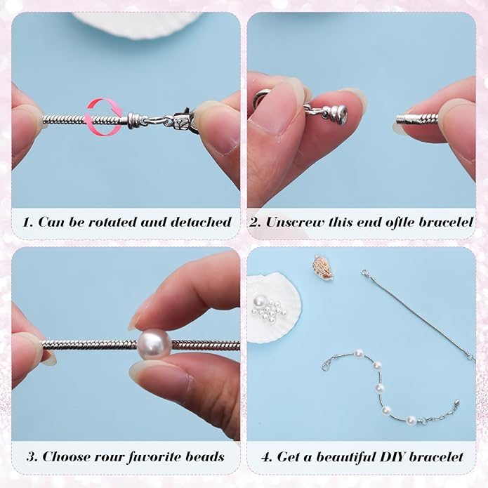27 Pcs Snake Chain Bracelet Kit Adjustable Charm Bracelet with Heart Extender Lobster Clasp for Women Jewelry DIY Extender Metal Gifts