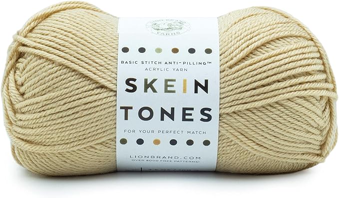 Lion Brand Yarn Basic Stitch Anti-Pilling Yarn for Crocheting, Knitting, and Crafts, Almond, 1 Pack