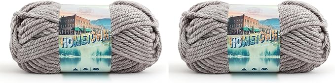 Lion Brand Hometown Yarn 2-Pack, Bulky Yarn for Knitting and Crocheting, Gray
