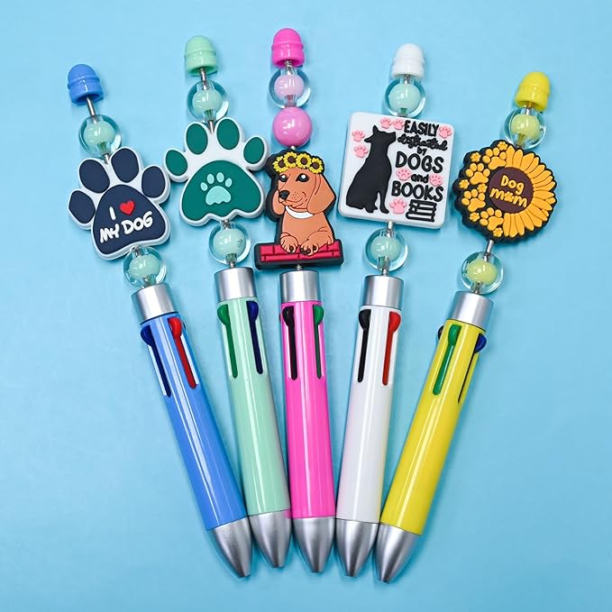 Silicone Focal Beads for Pens Dog Accessory Kit 50 Pcs Colorful Round Silicone Beads for Keychain Making Bracelet Necklace Handmade Crafts