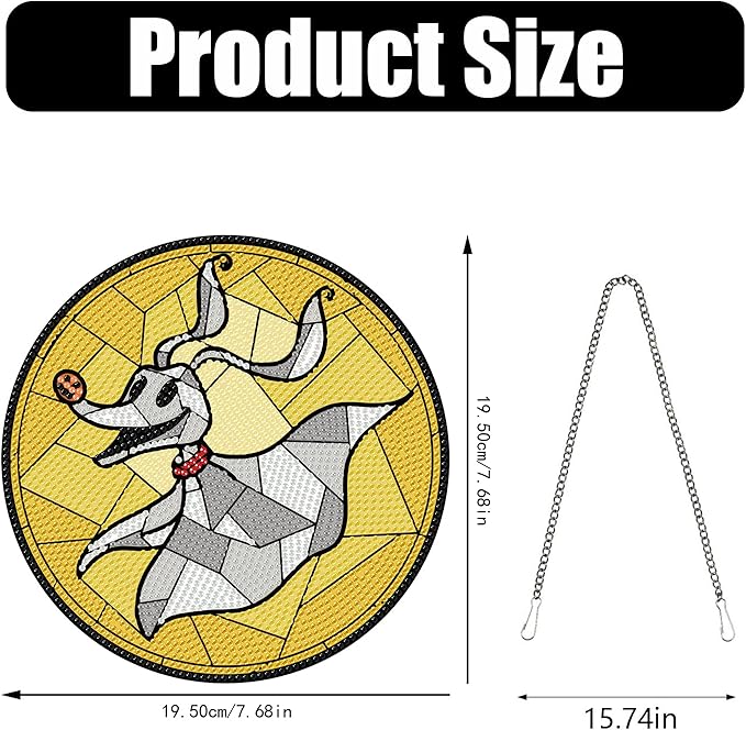 DIY Diamond Art Hanging Kit for Adult,Halloween Acrylic Diamond Art Painting Window Pendants Home Garden Wall Hanging Kits Festival Gift