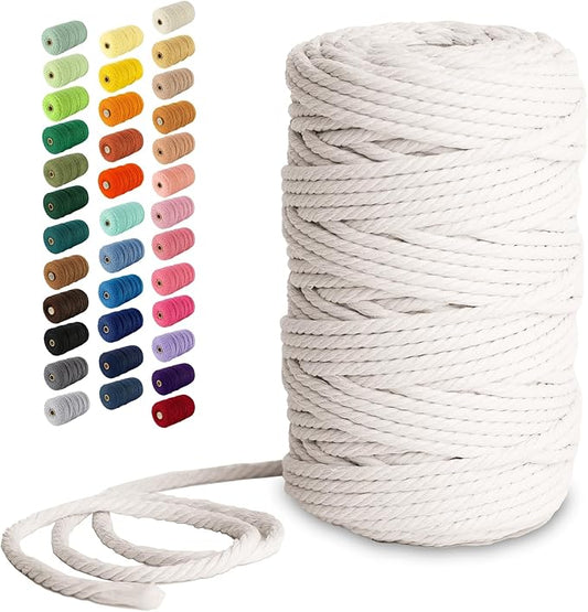 Nook Theory Macrame Cord - 5mm 109 Yards Cotton Rope, 3mm 4mm Yarn, String for Crafts, Perfect for Macrame Wall Hanging and Boho Decorations (Cream)