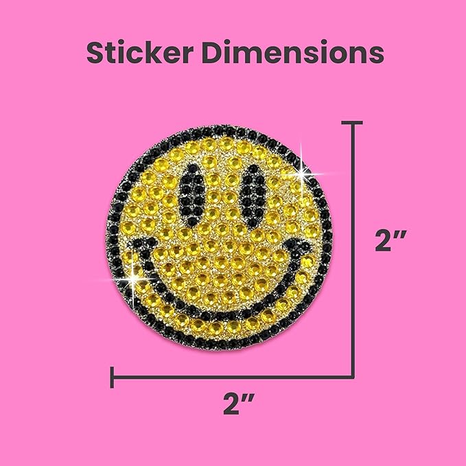 stickerbeans® rhinestone stickers - yellow spirit 4-pack, 2” x 2” each, unique sparkly cut-to-shape for collecting, trading, decorating laptops, phone cases, scrapbooks, for kids, teens, & adults